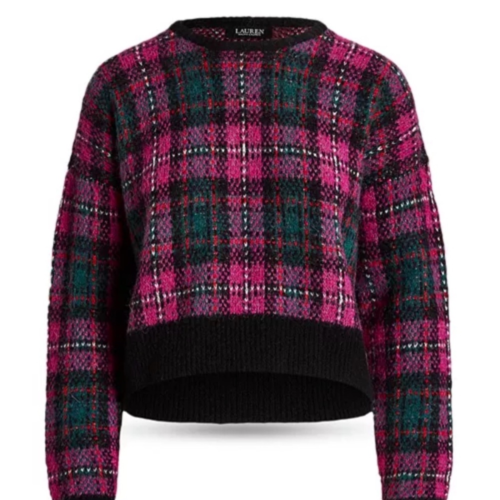 Lauren Black Label Ralph Lauren Plaid Wool alpaca blend Sweater NWT - Picture 4 of 4